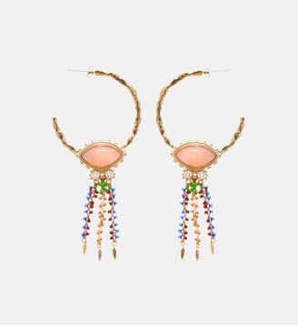 Boucles d'oreilles créoles avec pampilles et perles PEPPER - Hipanema - Rose
