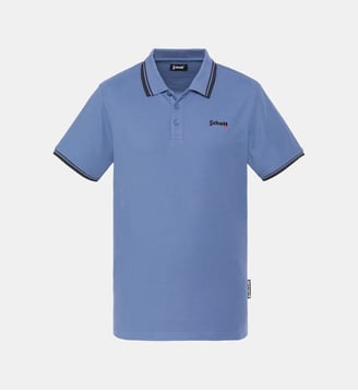 Polo noir en coton piqué - Schott - Bleu jean