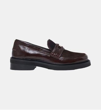 Mocassins en mix cuir et suède Maje