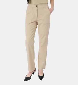 Pantalon 7/8 en coton et lin mélangés - AUDETTE - Gerard Darel - Sable