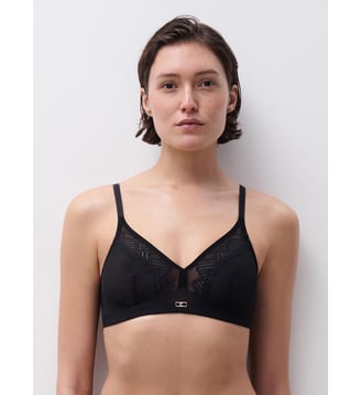 Soutien-gorge sans armature maintien en dentelle - Chantelle - Noir
