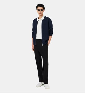 Bomber maille laine mélangée - Lacoste - Bleu marine