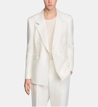 Veste de costume croisée en lin - Sandro - Blanc