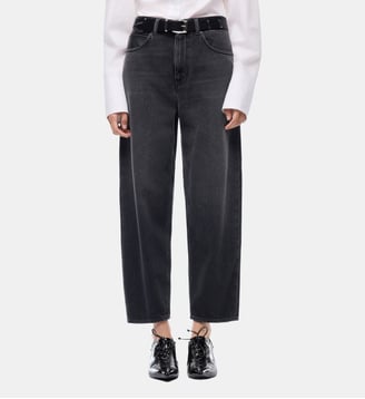 Jean ballon avec empiècements façon cuir - Pinko - Bleu foncé