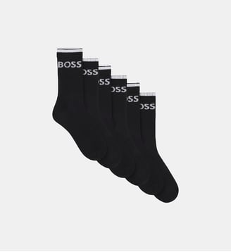 Lot de 6 paires de chaussettes courtes côtelées en coton mélangé - BOSS - Noir