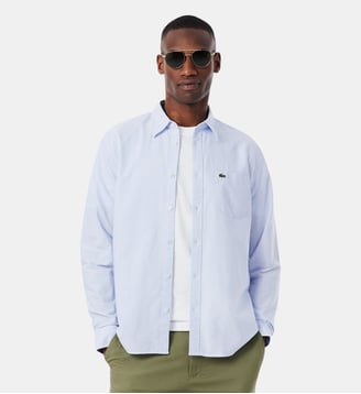 Chemise regular fit Oxford rayée avec poche - Lacoste - Bleu blanc