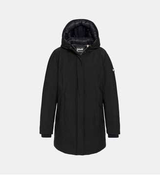 Parka longue déperlante à capuche - Schott - Noir