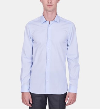 Chemise cintrée petit col italien en bleu CIEL - Atelier Privé - Bleu ciel
