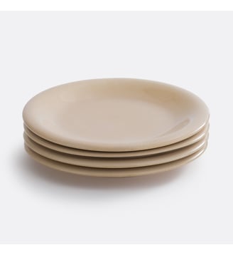 Lot de 4 assiettes plates, grès émaillé - La Redoute Interieurs - Beige écru