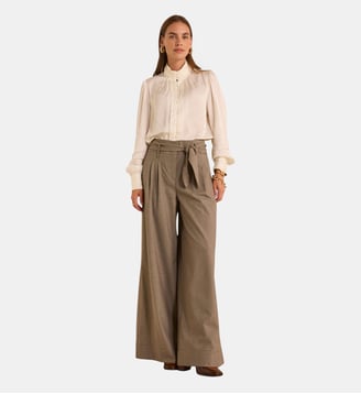 Pantalon Large Taupe Clair Lina - Maison 123 - Taupe clair