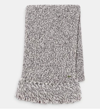 Écharpe maille moulinée laine mélangée - Lacoste - Beige marron noir