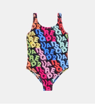 Maillot une pièce avec logo 3D en all-over - Dsquared2 - Vert slime