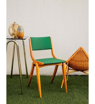 Chaise boomerang en bois Alma N°1200- Produit chiné - Debongout - Bois clair