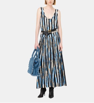 Robe longue à rayures façon peinture - Pinko - Noir et bleu