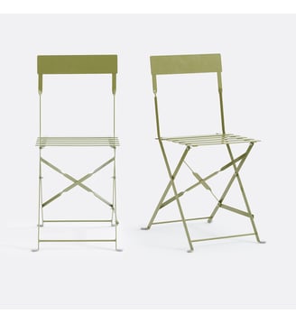 Lot de 2 chaises pliantes métal fer - La Redoute Interieurs - Kaki
