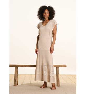 Robe longue en maille pointelle La Fée Maraboutée