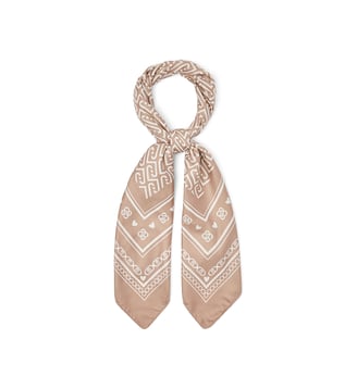 Foulard Bandana monogrammé à perles métallisées - Liu Jo - Camel