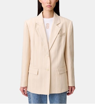 Blazer fines rayures viscose lin - Claudie Pierlot - Sable