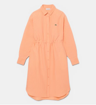 Robe chemise oversize lin mélangé - Lacoste - Orange et rose