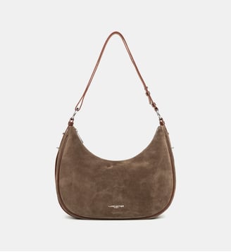 Sac besace en cuir effet suède - Lancaster - Châtaigne