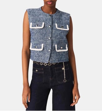 Veston en tweed - Maje - Bleu