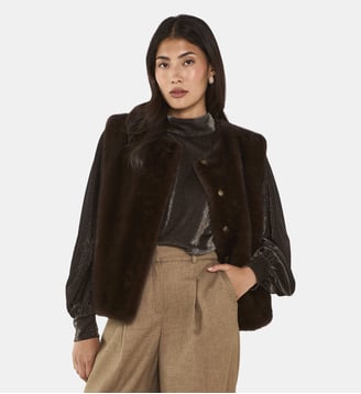 Gilet Sans Manches Effet Duveteux Brooklyn - Maison 123 - Chocolat