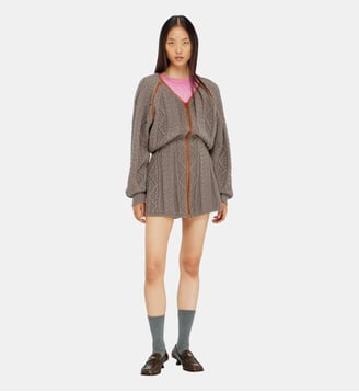 Robe cardigan courte en maille torsadée - Diesel - Gris