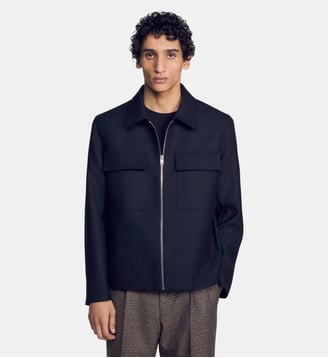 Blouson droit à zip - Sandro - Marine