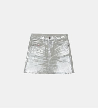 Mini-jupe laminée à effet effiloché - Diesel Kids - Argent