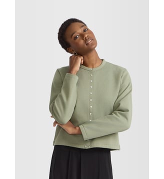 cardigan pression en molleton de coton - Agnès b. - Gris brin