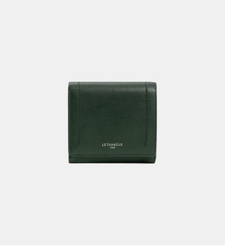 Petit portefeuille à rabat Louison en cuir lisse - Le Tanneur - Malachite