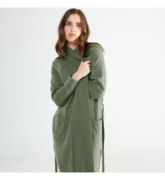 Kimono court col châle en laine cachemire - Laurence Tavernier - Kaki