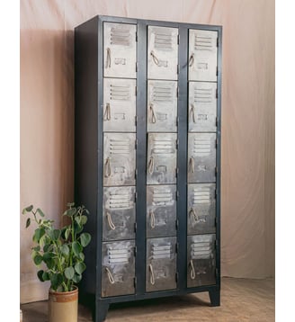 Armoire casier style industriel Magda N°724- Produit chiné - Debongout - Gris