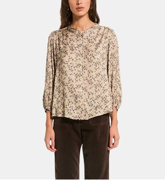 Chemise à fleurs et col officier - LOUISINE - Pablo - Naturel