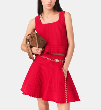Top en maille avec volants - Maje - Rouge
