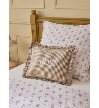 Coussin "Amour" imprimé vichy - Cyrillus - Vichy curry