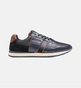 Running cuir suédé micro perforé - Redskins - Bleu marine