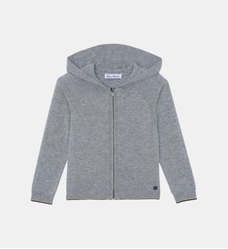 Cardigan -   laine capuche maille - Tartine Et Chocolat - Gris clair