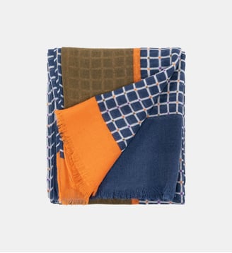 Foulard Jean en laine - Billybelt - Bleu et orange