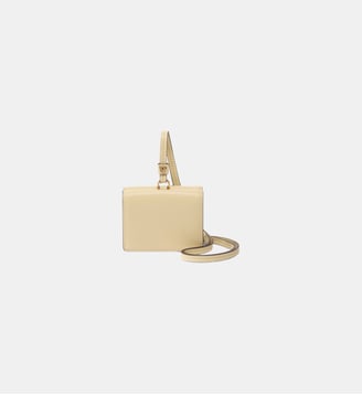 Portefeuille compact en cuir avec dragonne - Pinko - Jaune vanille et or antique