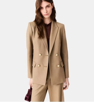 Veste de tailleur croisée - Maje - Beige