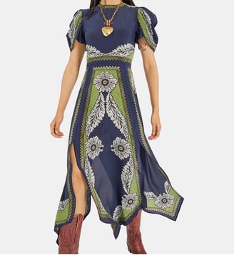 Robe Cherie Scarf Bounty Placée Navy - La DoubleJ - Bleu foncé