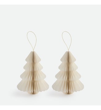 Lot de 2 sapins pliables, hauteur 15 cm - La Redoute Interieurs - Blanc