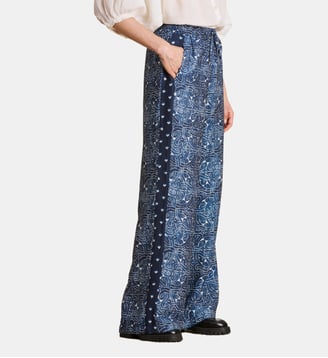 Pantalon large à imprimé - La Fée Maraboutée - Bleu