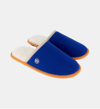 Chaussons en velours côtelé - Billybelt - Bleu électrique et orange