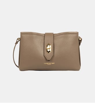 Sac trotteur Top Double en cuir - Lancaster - Taupe, in et or
