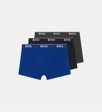 Lot de 3 boxers en coton stretch - BOSS - Bleu et gris