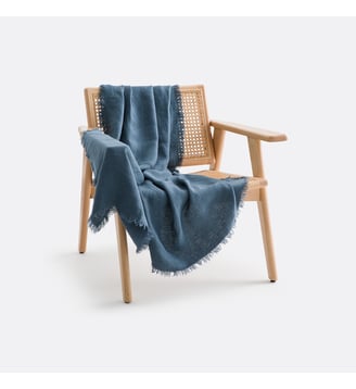 Plaid lin lavé - La Redoute Interieurs - Bleu prusse