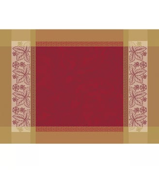 Set pur coton antitache motif jacquard rouge Alexandria rubis Garnier Thiebaut
