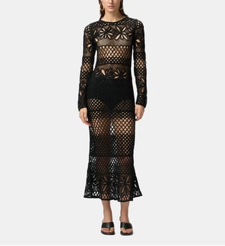 Robe longue en crochet ajouré - Pinko - Noir
